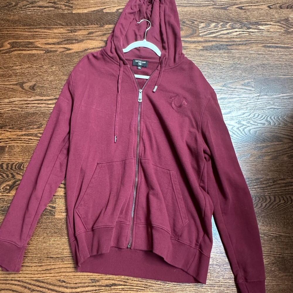 True Religion Maroon Hoodie with Zipper